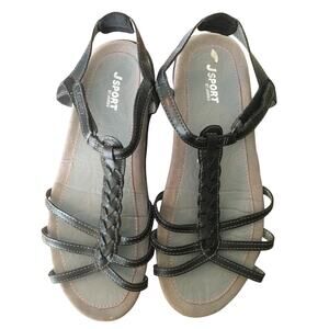 Jan J sport by Jumbu Vegan Upper Size 9 Medium Strappy Black Sandals